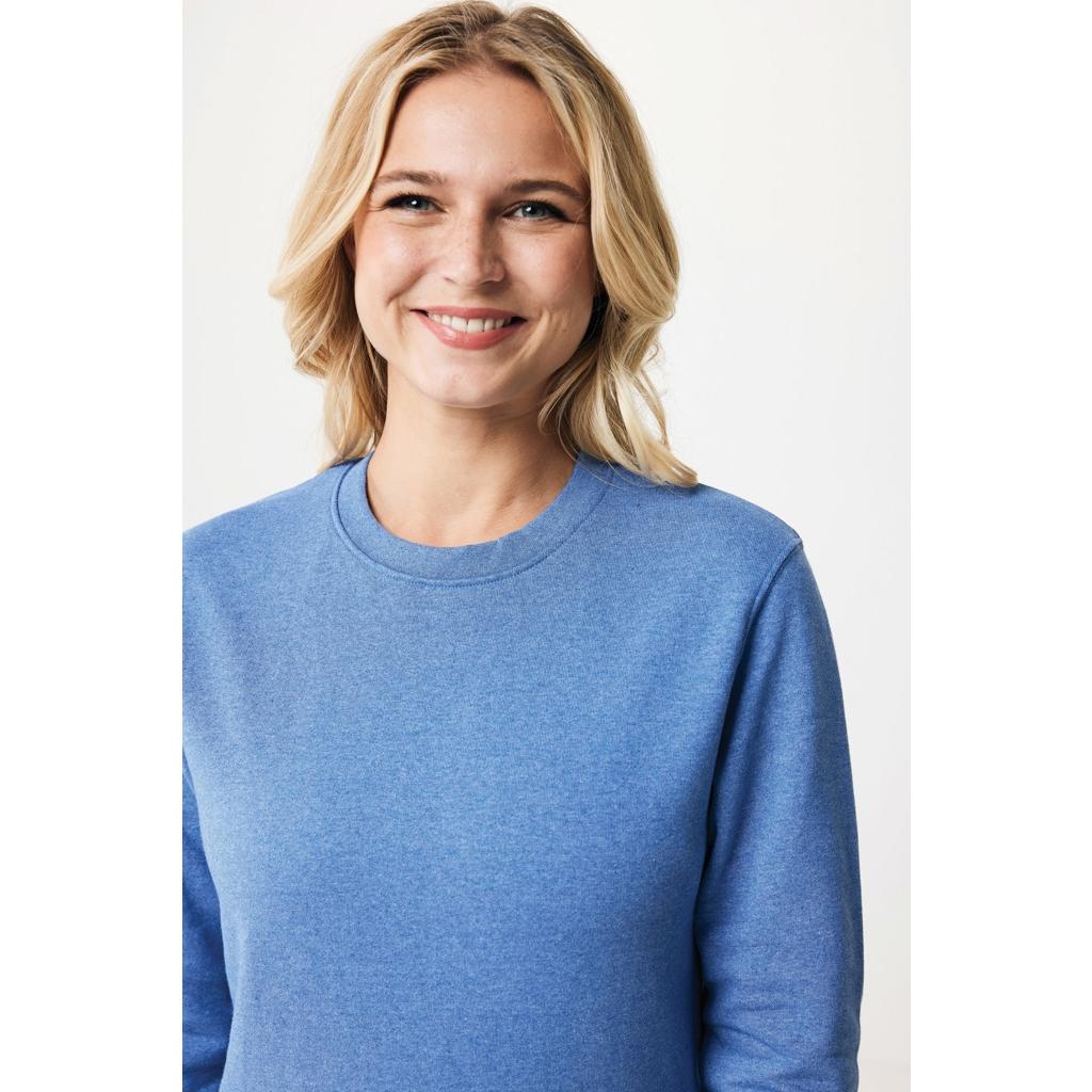 Pulover cu guler rotund din bumbac reciclat, necolorat Iqoniq Denali  heather blue 3XL