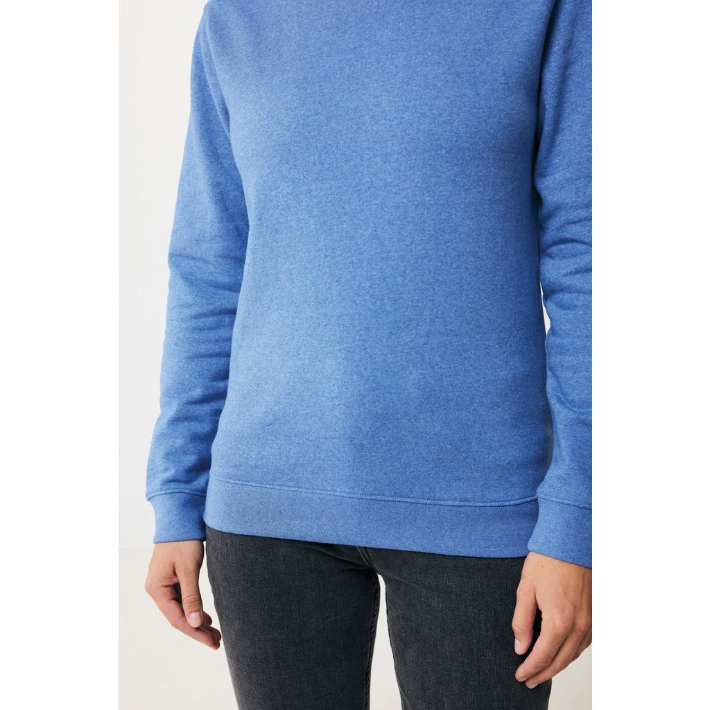 Pulover cu guler rotund din bumbac reciclat, necolorat Iqoniq Denali  heather blue 3XL