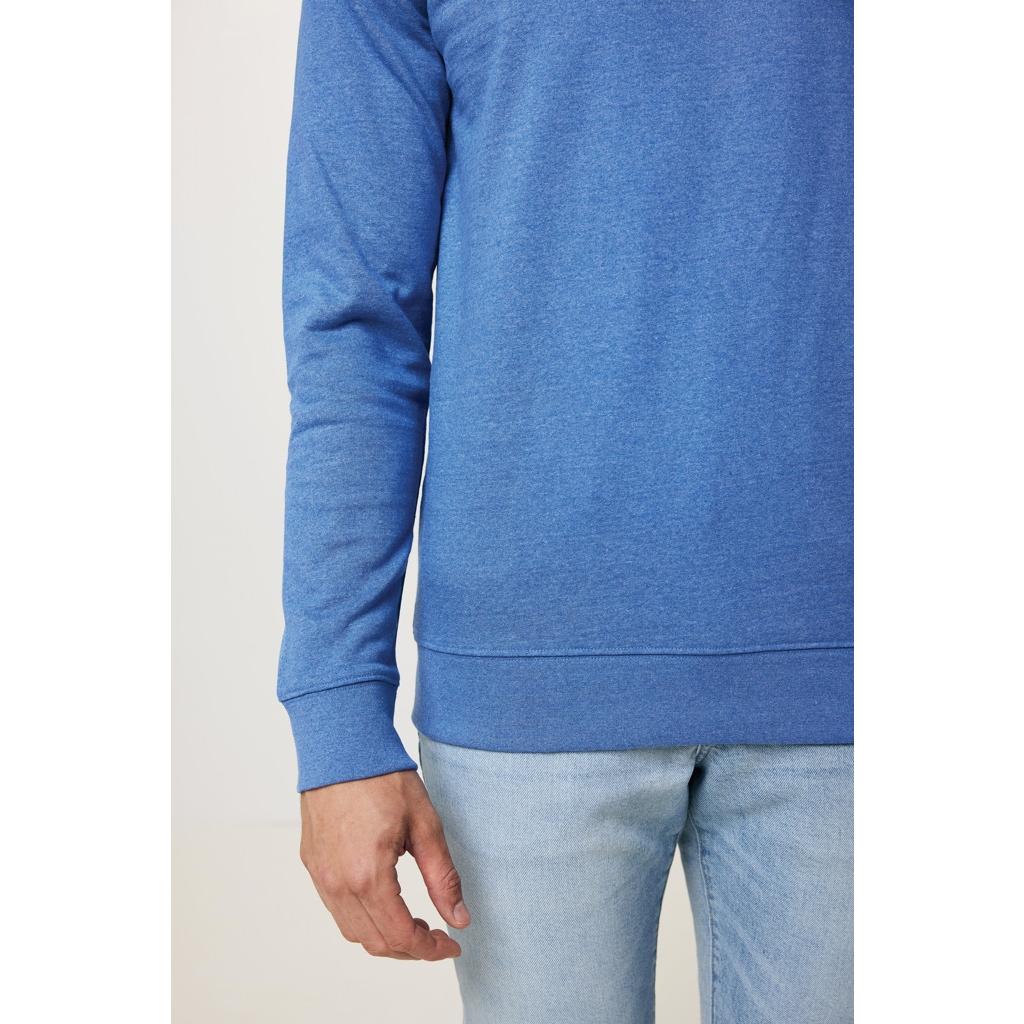 Pulover cu guler rotund din bumbac reciclat, necolorat Iqoniq Denali  heather blue 3XL