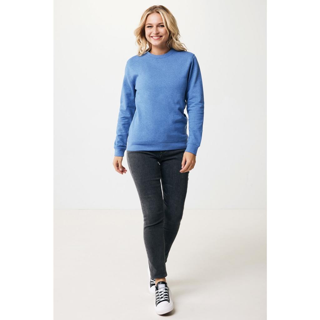 Pulover cu guler rotund din bumbac reciclat, necolorat Iqoniq Denali  heather blue 3XL