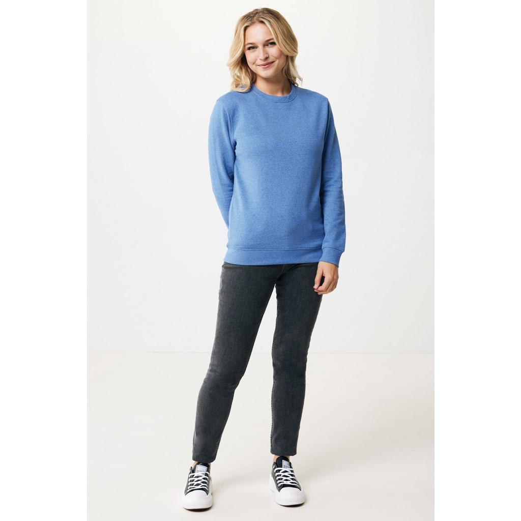 Pulover cu guler rotund din bumbac reciclat, necolorat Iqoniq Denali  heather blue 3XL