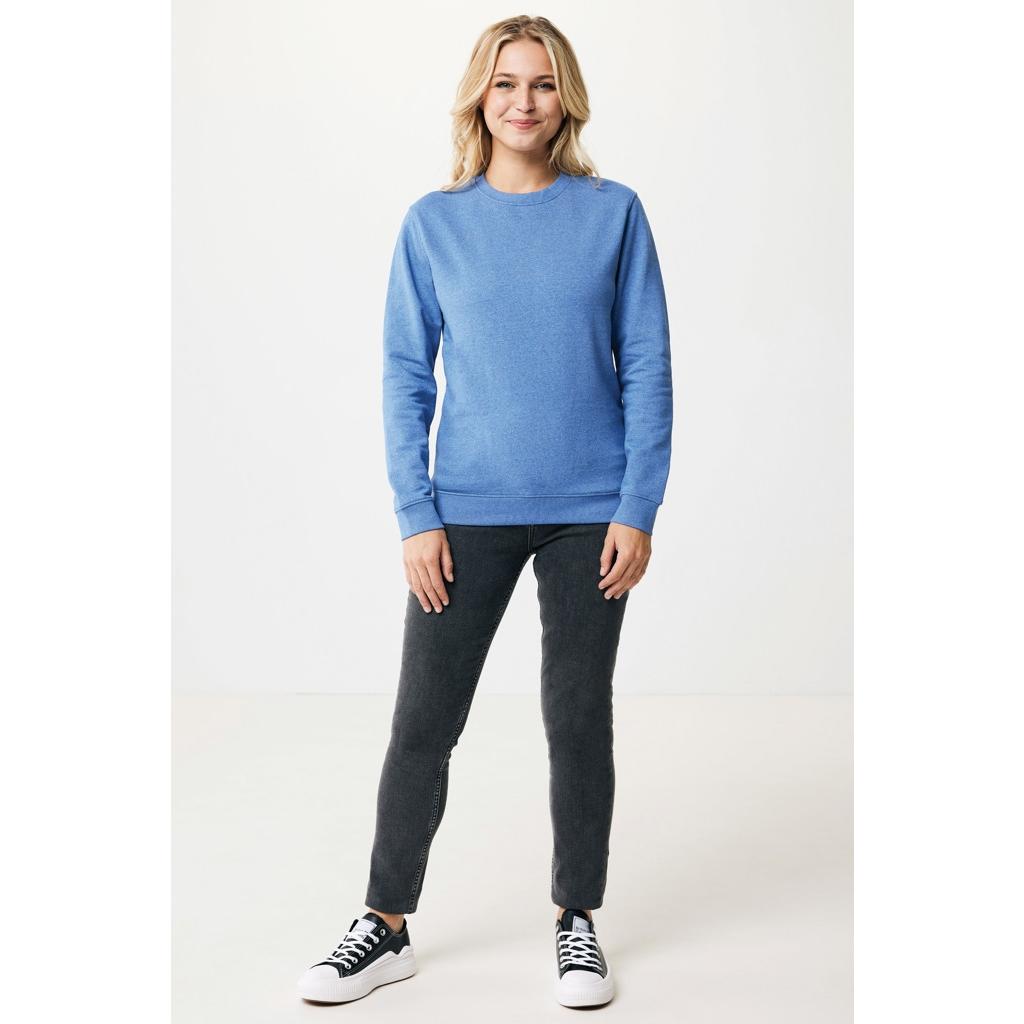 Pulover cu guler rotund din bumbac reciclat, necolorat Iqoniq Denali  heather blue 3XL
