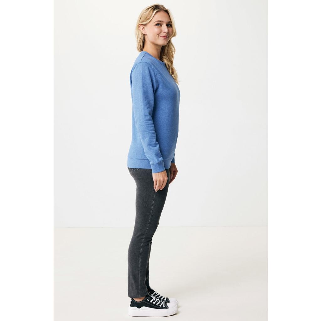 Pulover cu guler rotund din bumbac reciclat, necolorat Iqoniq Denali  heather blue 3XL