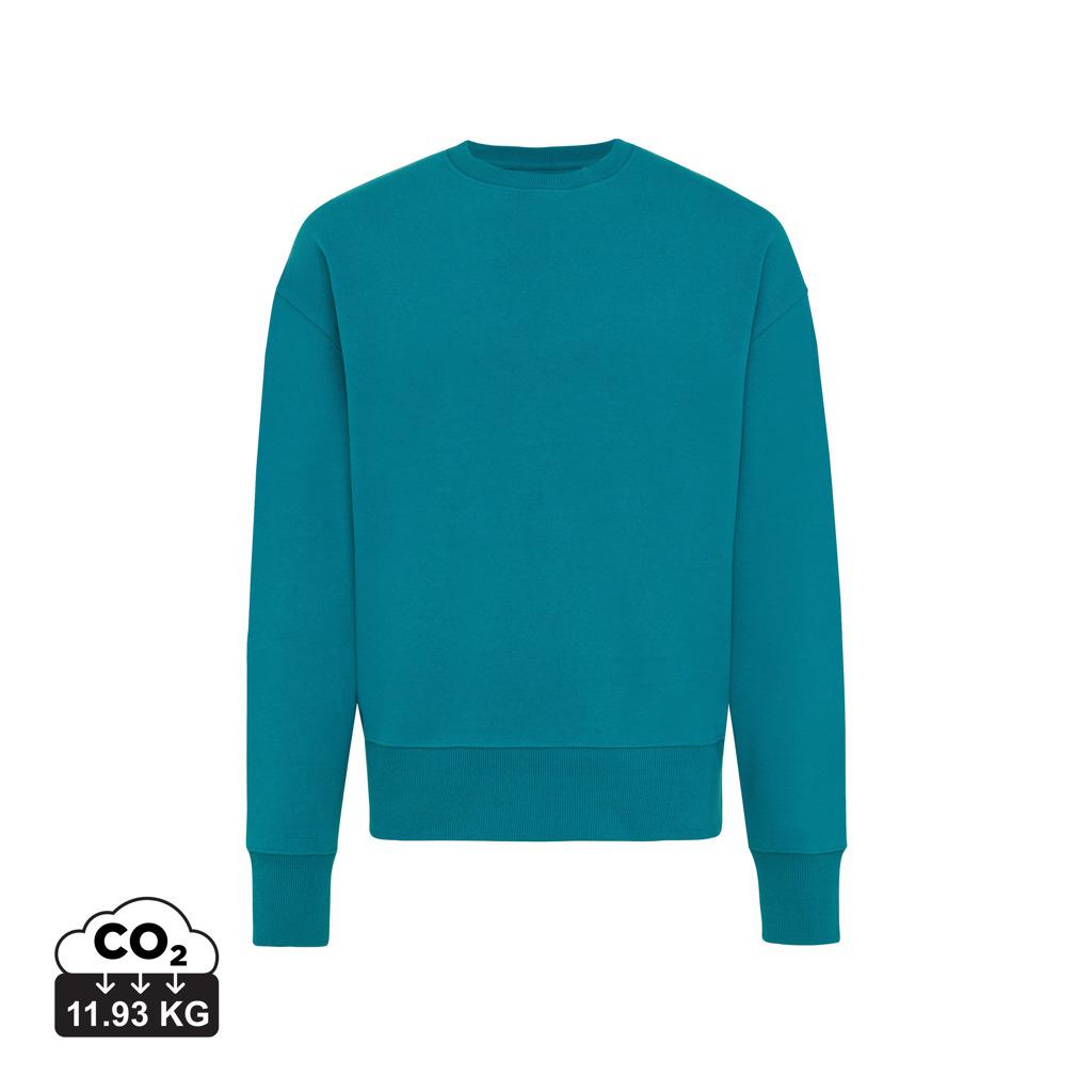 Pulover relaxat cu guler rotund  din bumbac reciclat Iqoniq Kruger verdigris 3XL