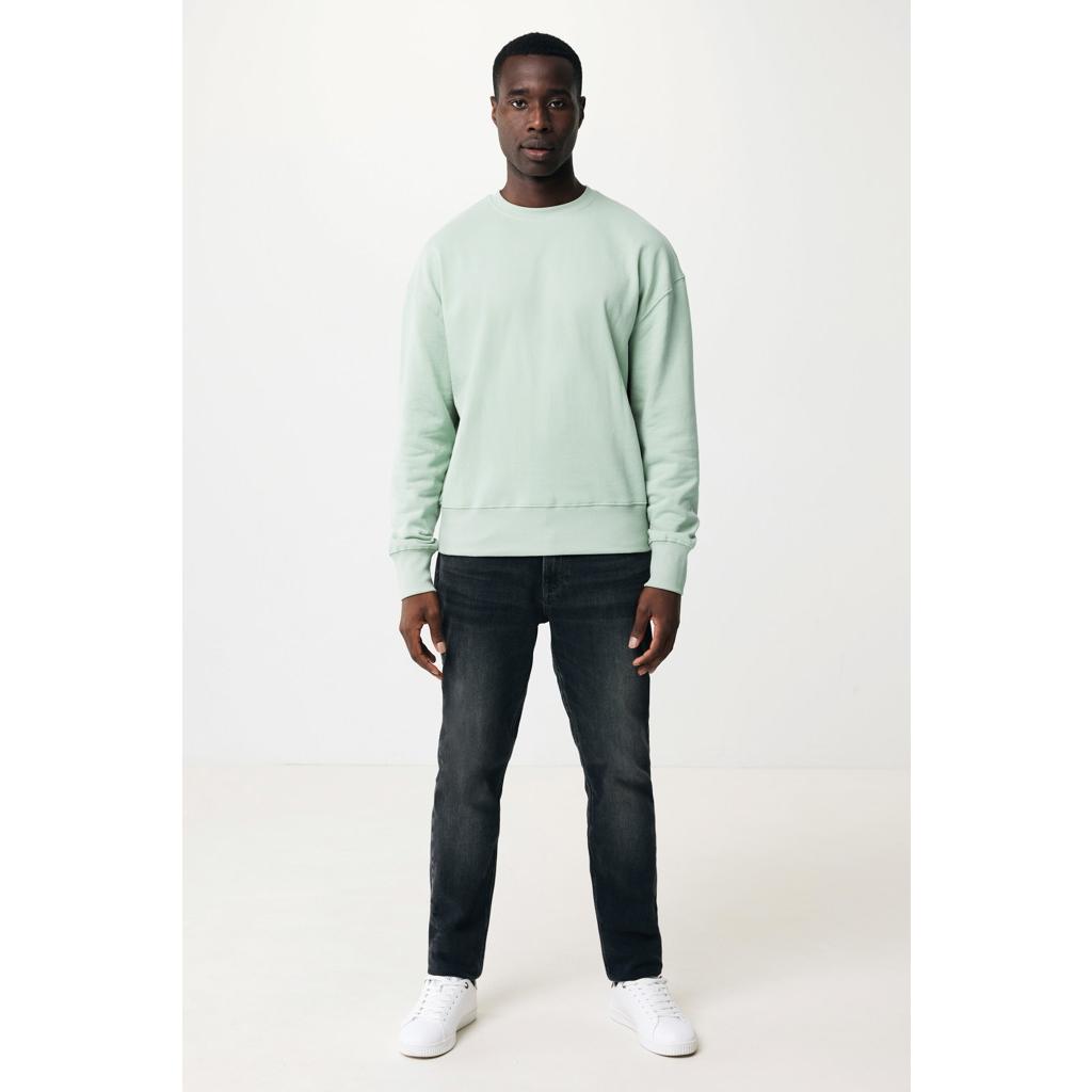 Pulover relaxat cu guler rotund  din bumbac reciclat Iqoniq Kruger iceberg green 3XL