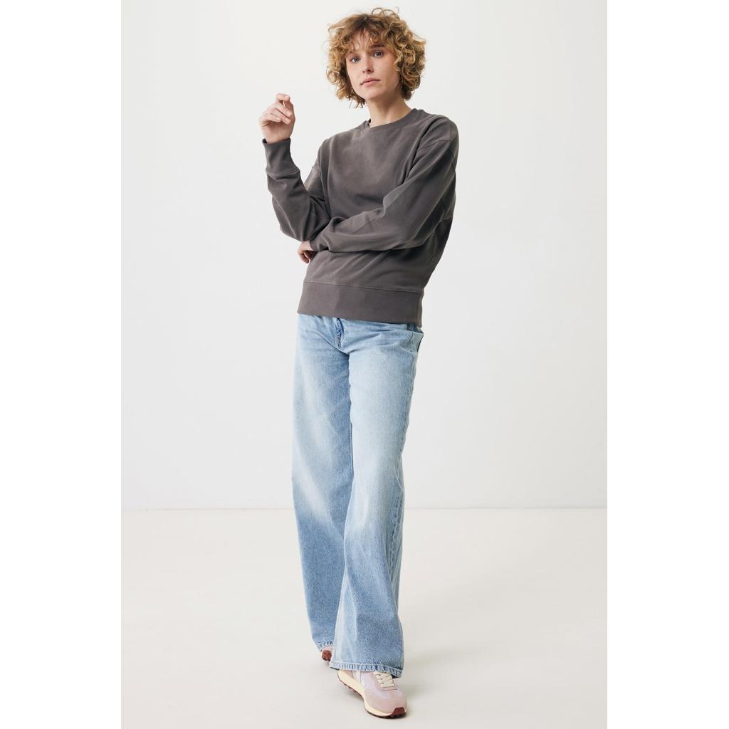 Pulover relaxat cu guler rotund  din bumbac reciclat Iqoniq Kruger anthracite 2XS