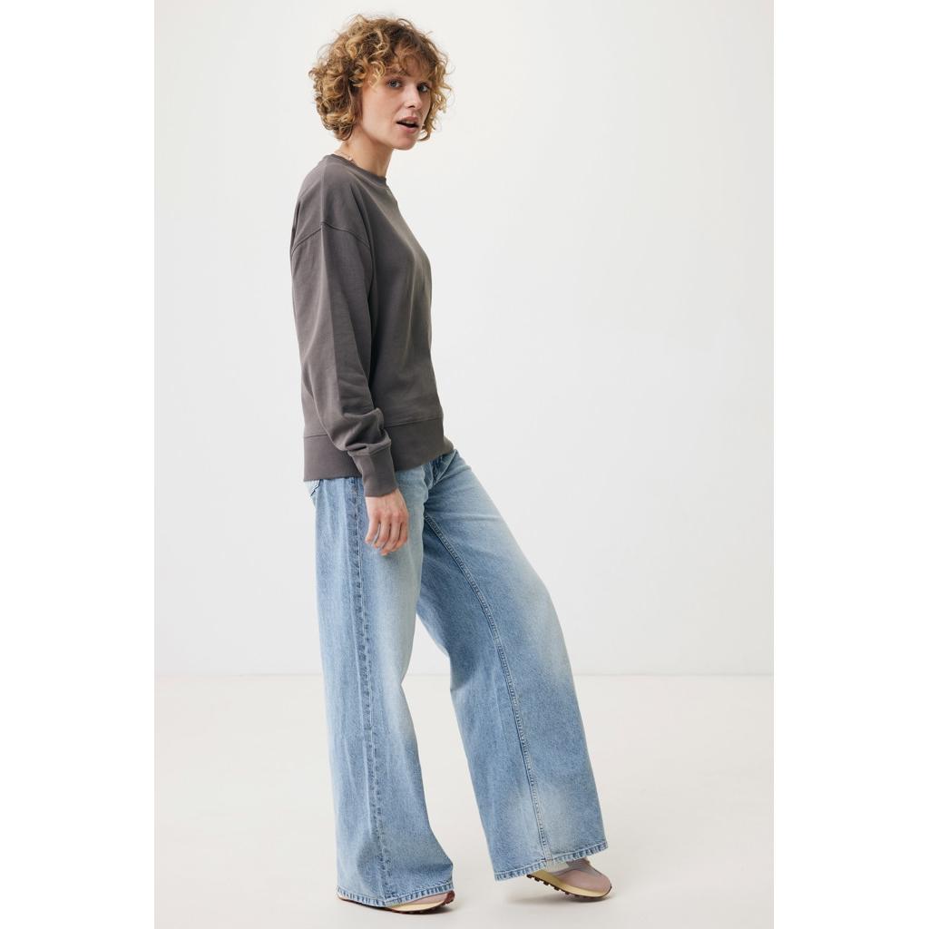 Pulover relaxat cu guler rotund  din bumbac reciclat Iqoniq Kruger anthracite 2XS