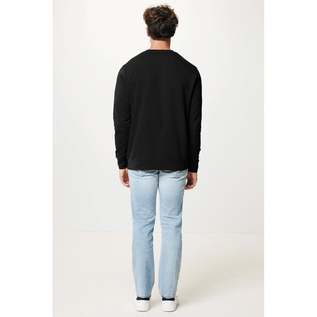 Pulover ușor cu guler rotund  din bumbac reciclat Iqoniq Etosha black XS