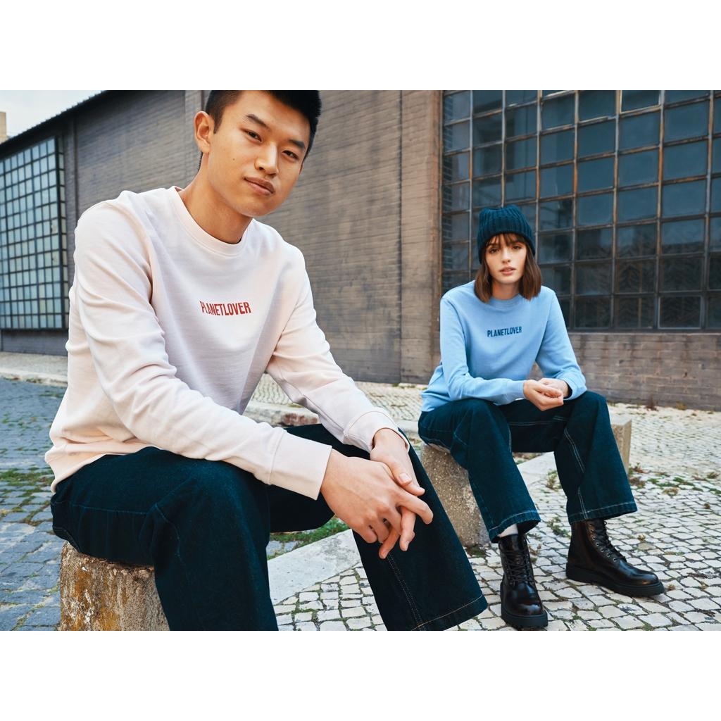 Pulover ușor cu guler rotund  din bumbac reciclat Iqoniq Etosha sky blue L