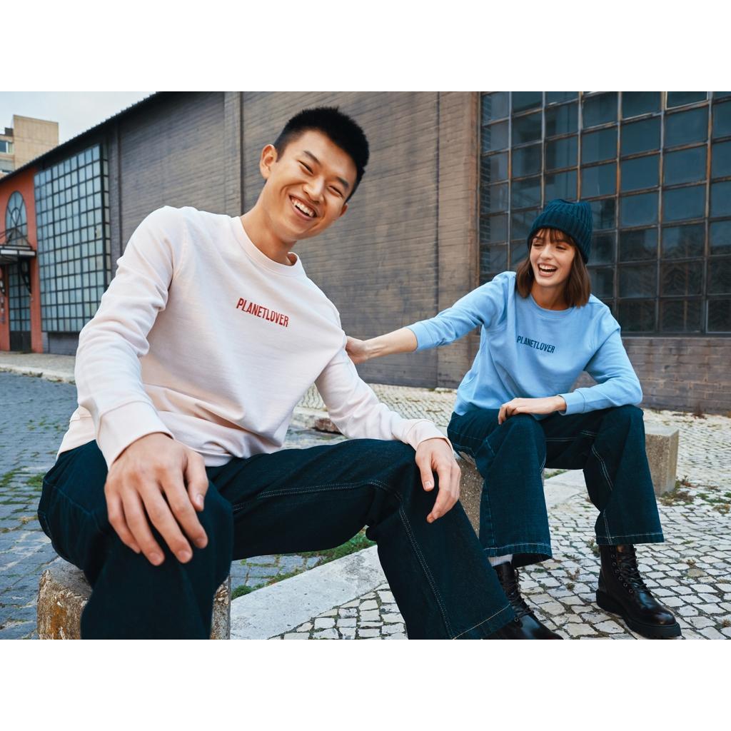 Pulover ușor cu guler rotund  din bumbac reciclat Iqoniq Etosha sky blue L