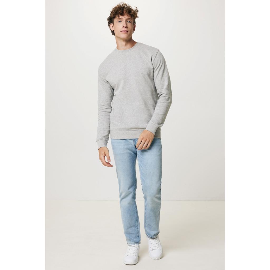 Pulover ușor cu guler rotund  din bumbac reciclat Iqoniq Etosha light heather grey M