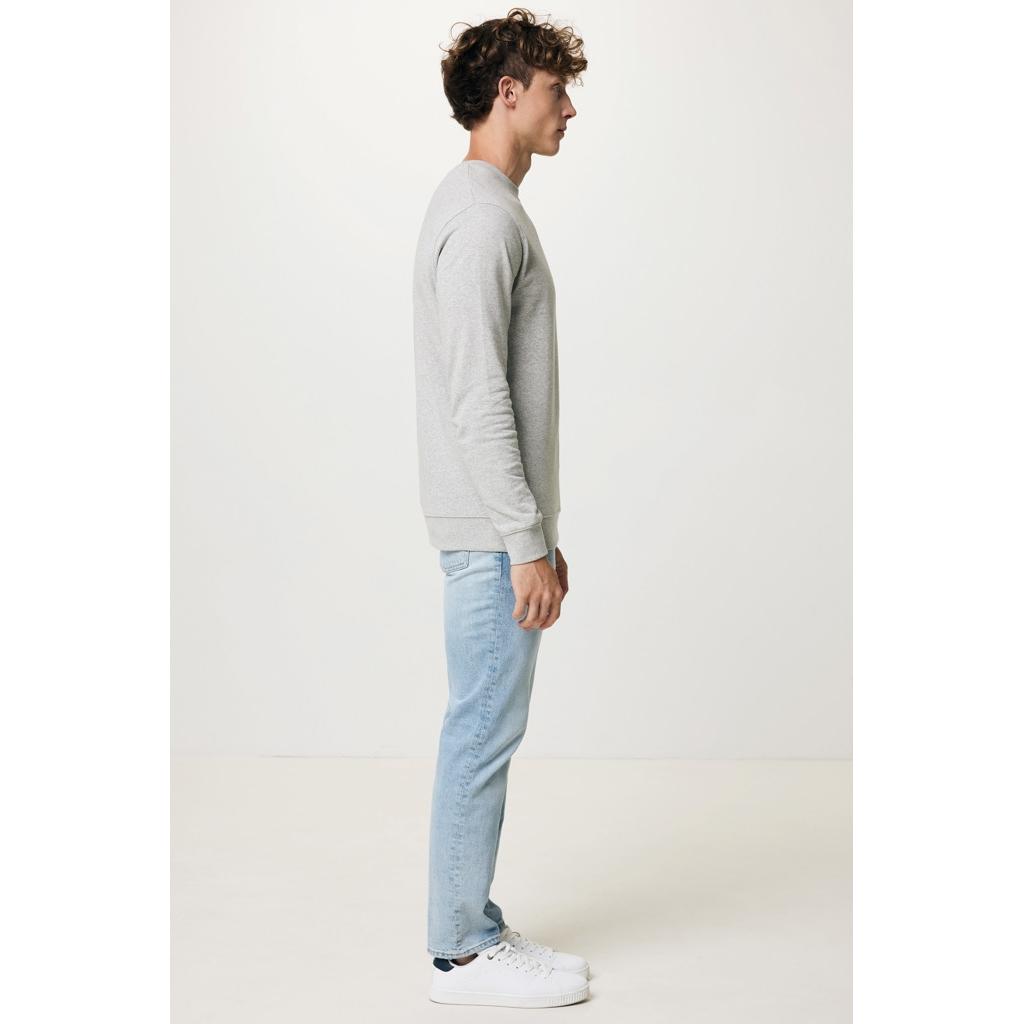 Pulover ușor cu guler rotund  din bumbac reciclat Iqoniq Etosha light heather grey M