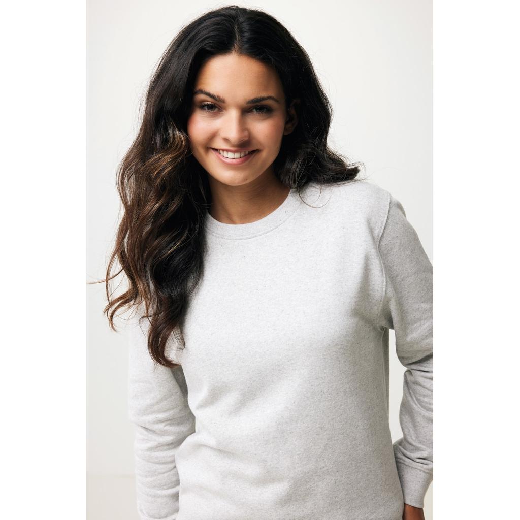 Pulover ușor cu guler rotund  din bumbac reciclat Iqoniq Etosha light heather grey M