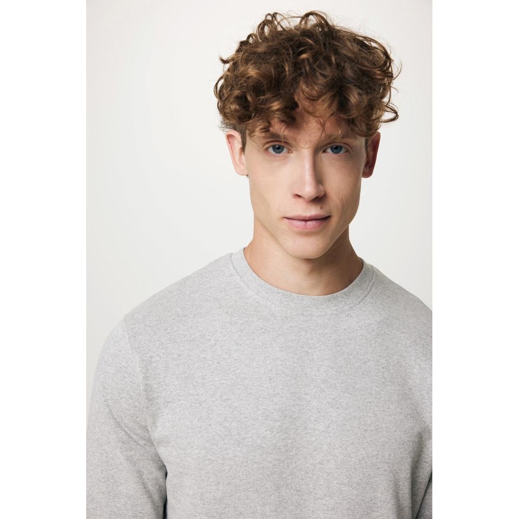 Pulover ușor cu guler rotund  din bumbac reciclat Iqoniq Etosha light heather grey M