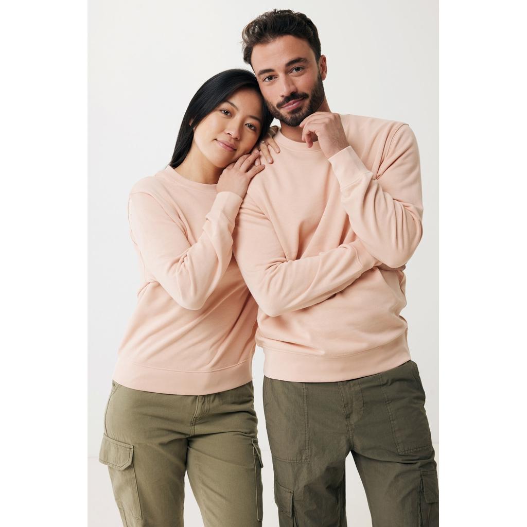 Pulover ușor cu guler rotund  din bumbac reciclat Iqoniq Etosha peach nectar L