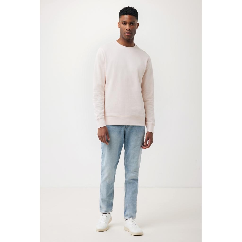 Pulover ușor cu guler rotund  din bumbac reciclat Iqoniq Etosha cloud pink M