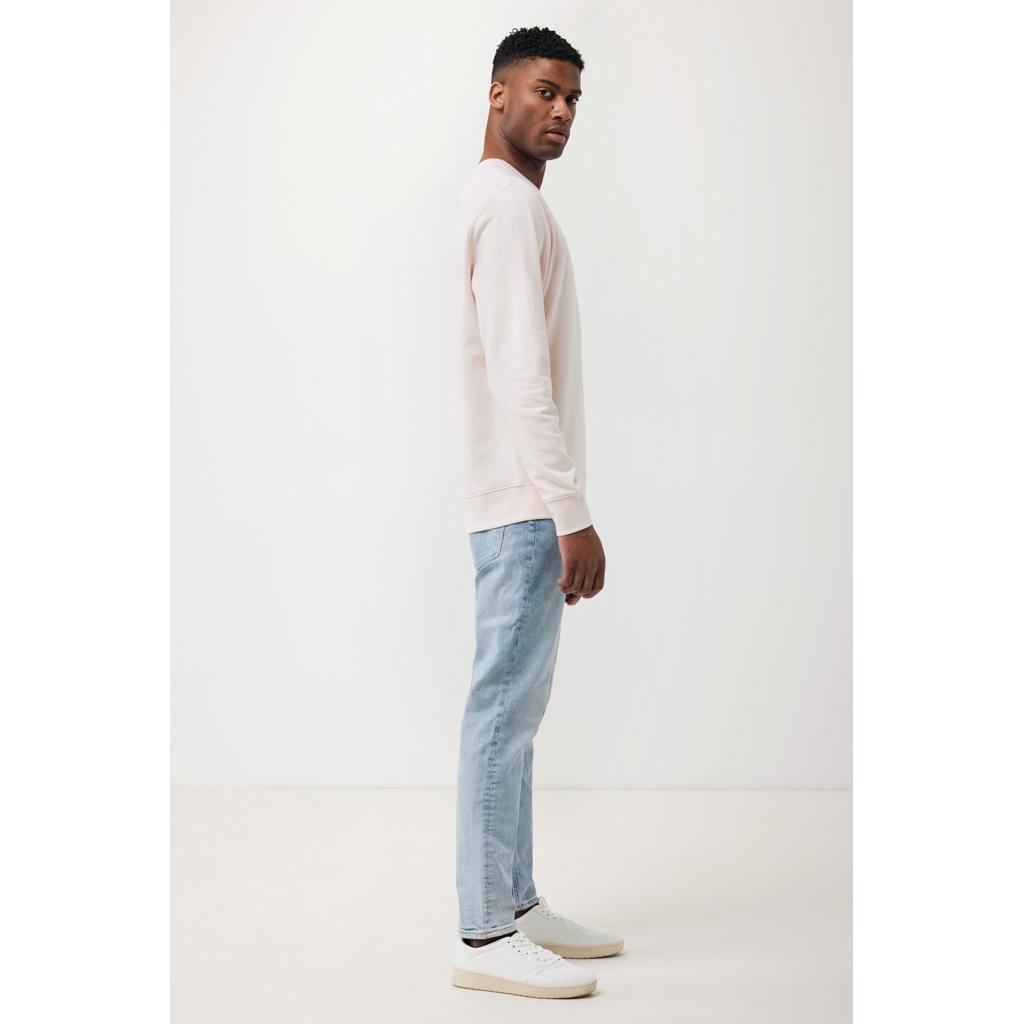 Pulover ușor cu guler rotund  din bumbac reciclat Iqoniq Etosha cloud pink M