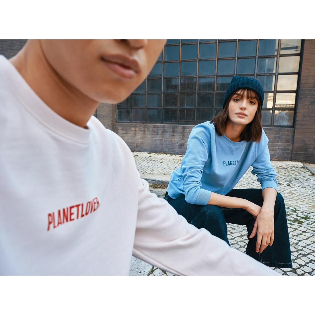 Pulover ușor cu guler rotund  din bumbac reciclat Iqoniq Etosha cloud pink M