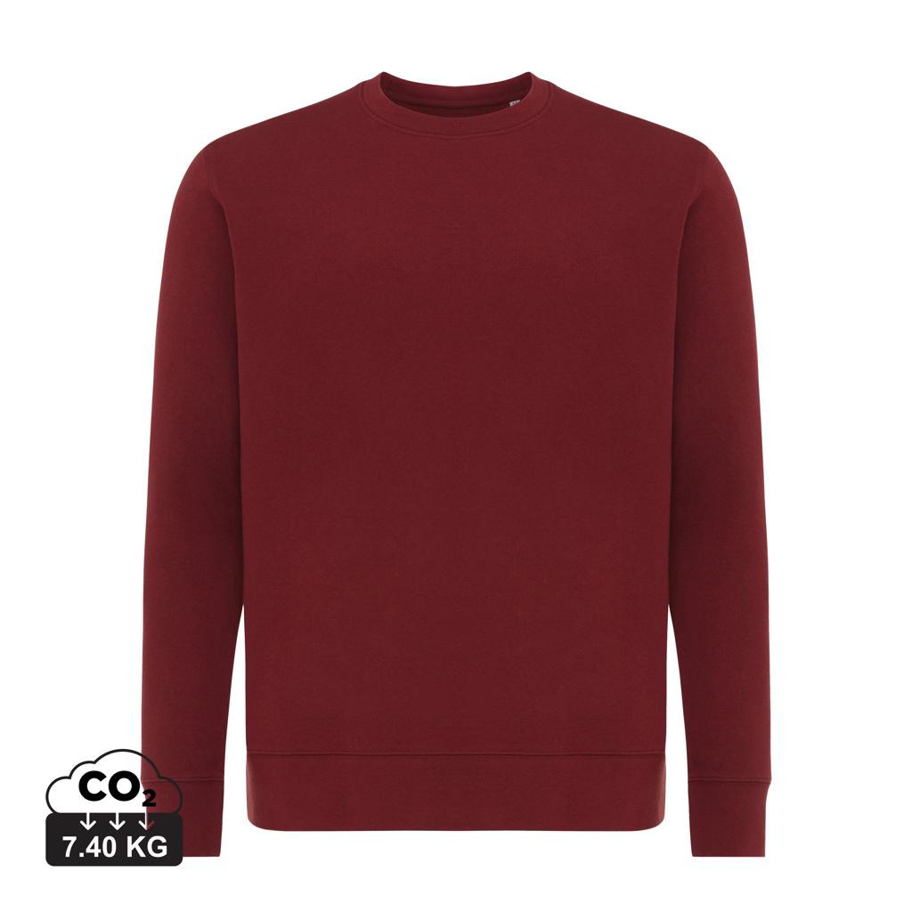 Pulover ușor cu guler rotund  din bumbac reciclat Iqoniq Etosha burgundy 3XL