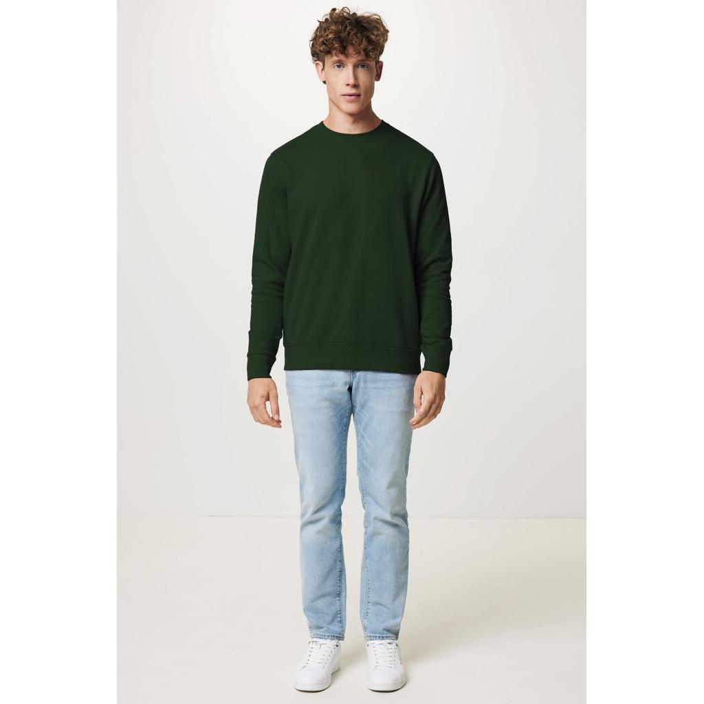 Pulover ușor cu guler rotund  din bumbac reciclat Iqoniq Etosha forest green