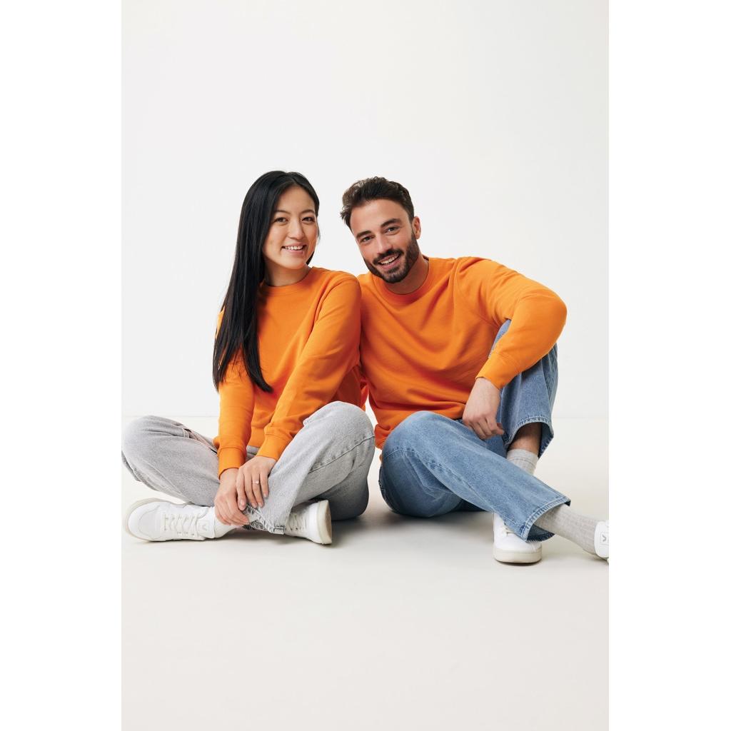 Pulover ușor cu guler rotund  din bumbac reciclat Iqoniq Etosha orange M