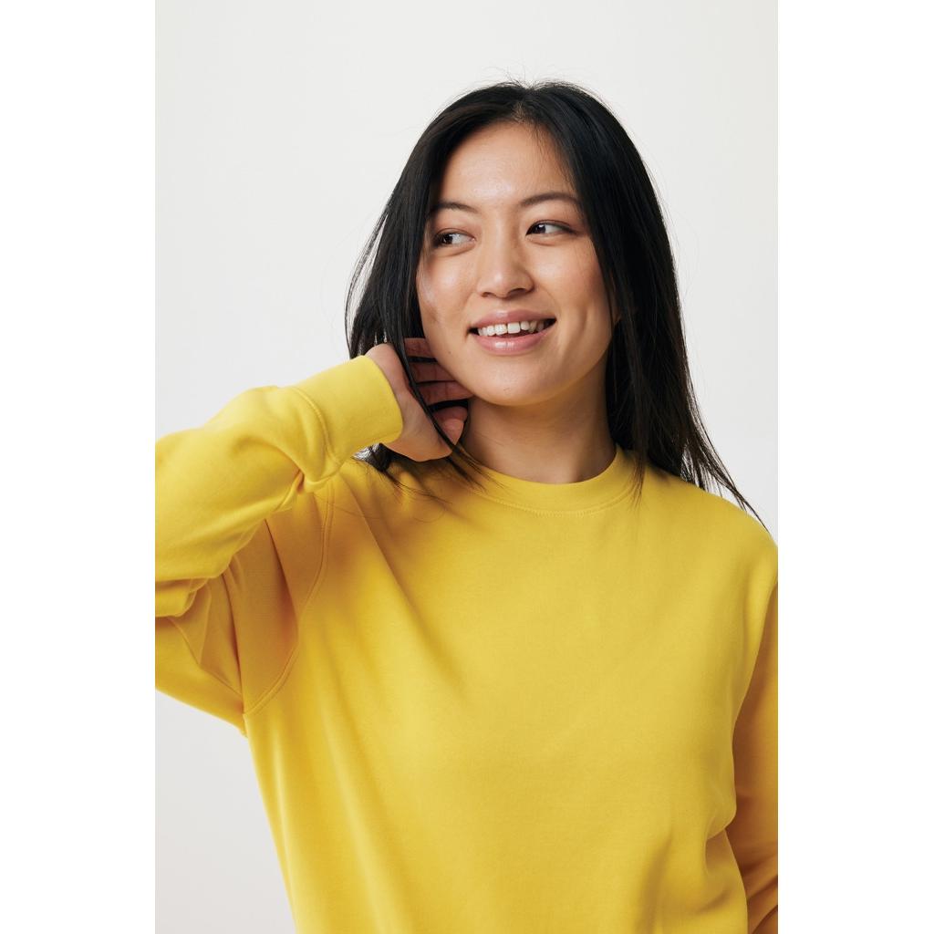 Pulover ușor cu guler rotund  din bumbac reciclat Iqoniq Etosha yellow XL