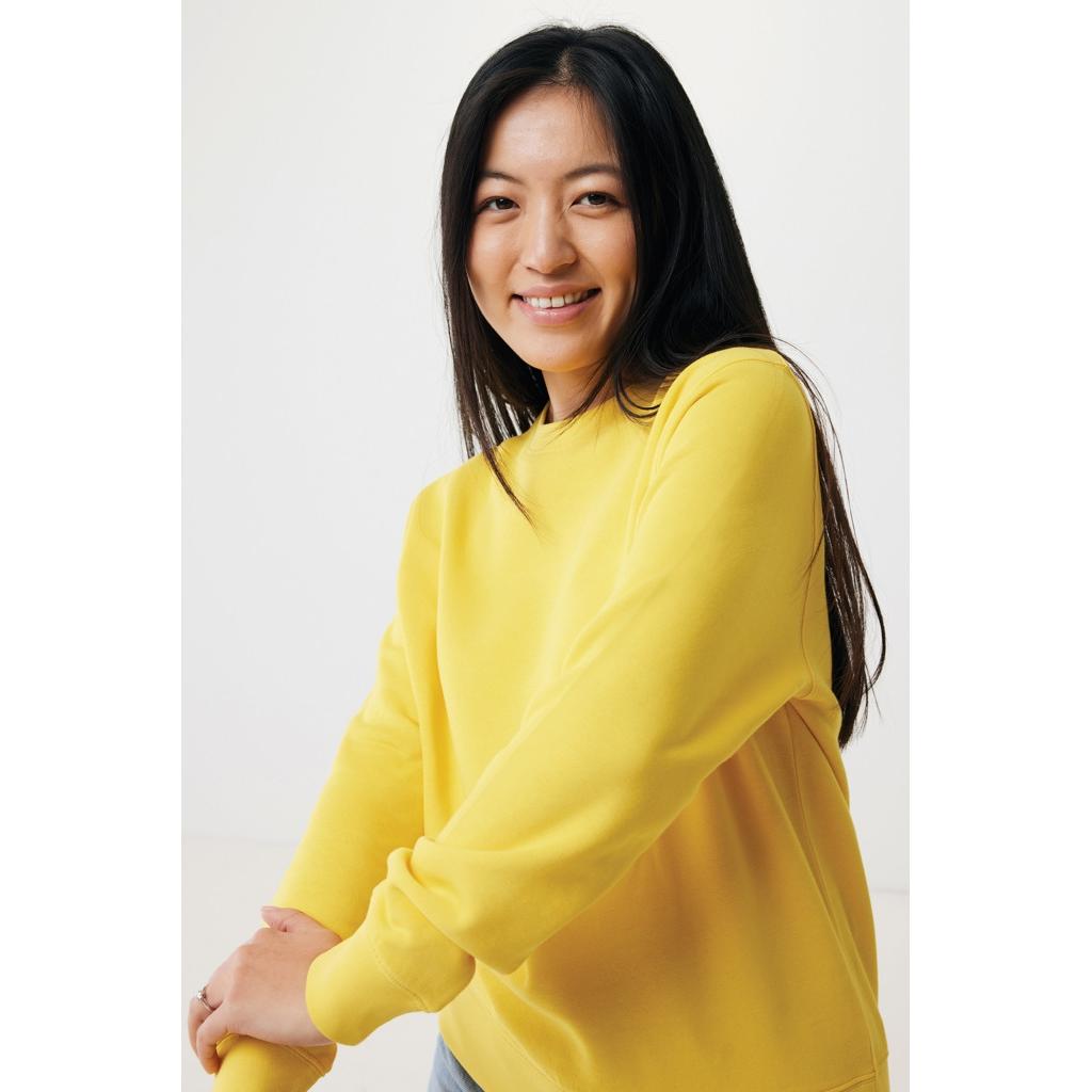 Pulover ușor cu guler rotund  din bumbac reciclat Iqoniq Etosha yellow XL
