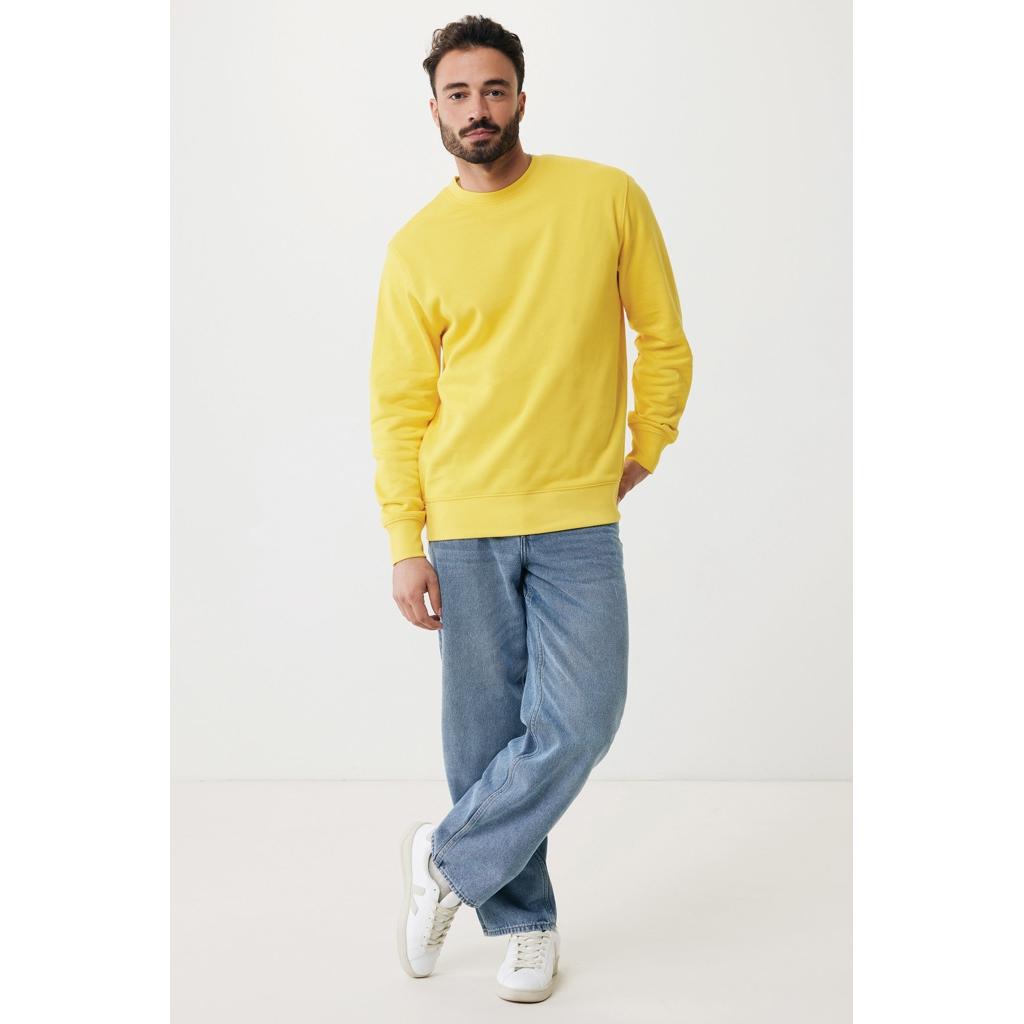 Pulover ușor cu guler rotund  din bumbac reciclat Iqoniq Etosha yellow XL