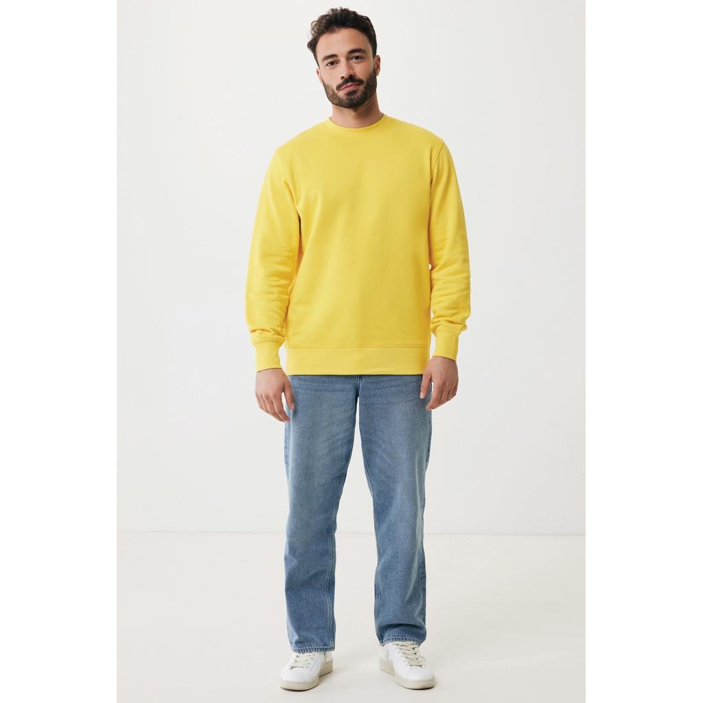 Pulover ușor cu guler rotund  din bumbac reciclat Iqoniq Etosha yellow XL