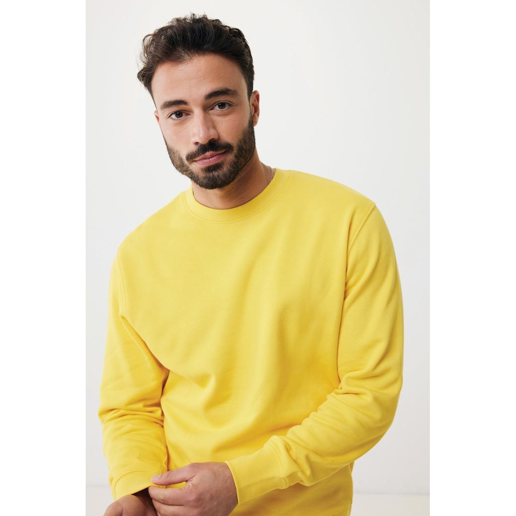Pulover ușor cu guler rotund  din bumbac reciclat Iqoniq Etosha yellow XL