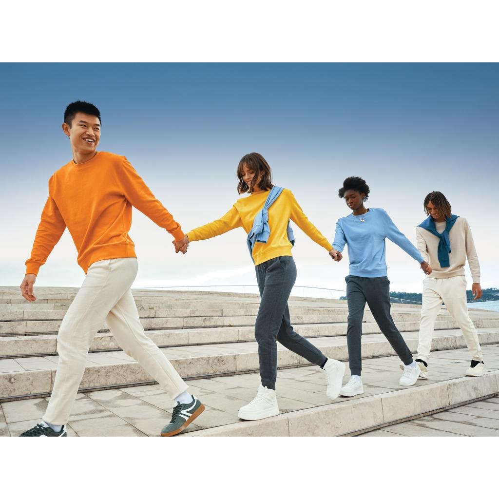 Pulover ușor cu guler rotund  din bumbac reciclat Iqoniq Etosha yellow XL