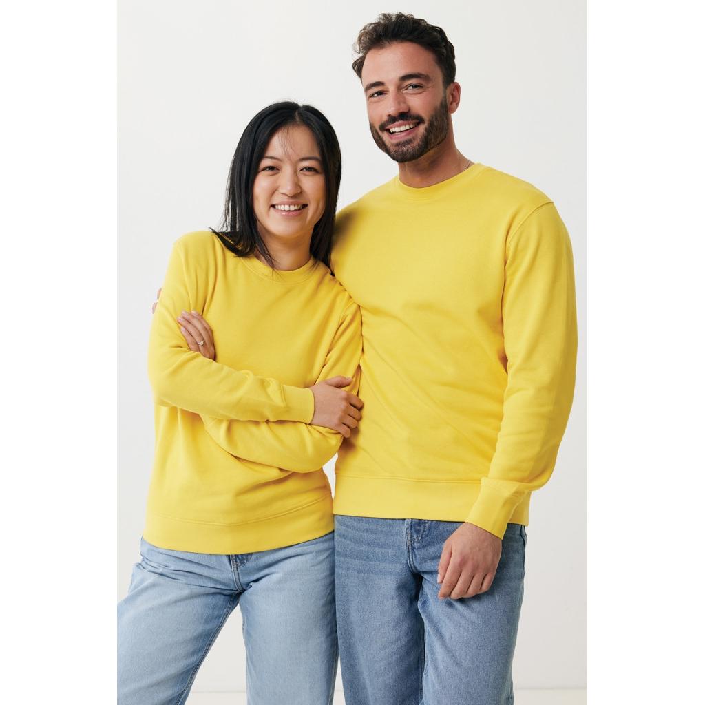 Pulover ușor cu guler rotund  din bumbac reciclat Iqoniq Etosha yellow XL