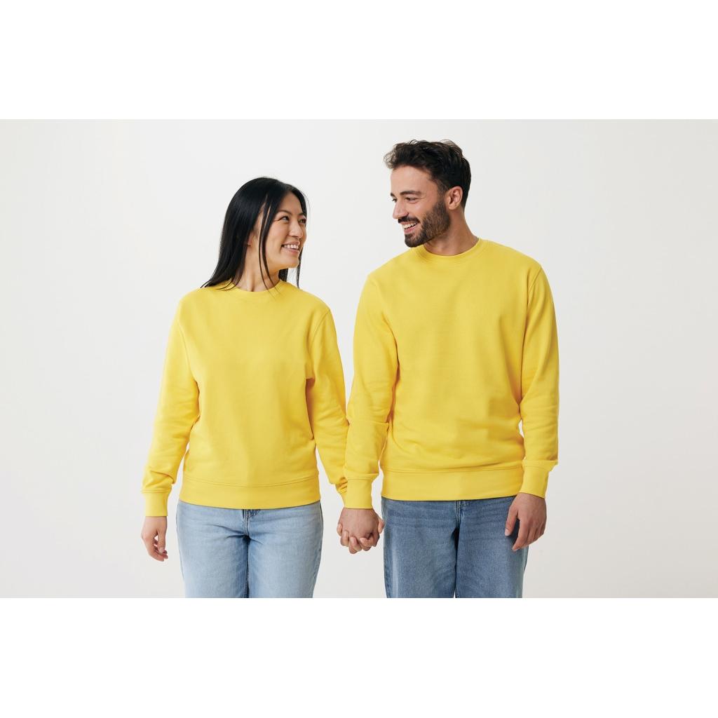 Pulover ușor cu guler rotund  din bumbac reciclat Iqoniq Etosha yellow XL