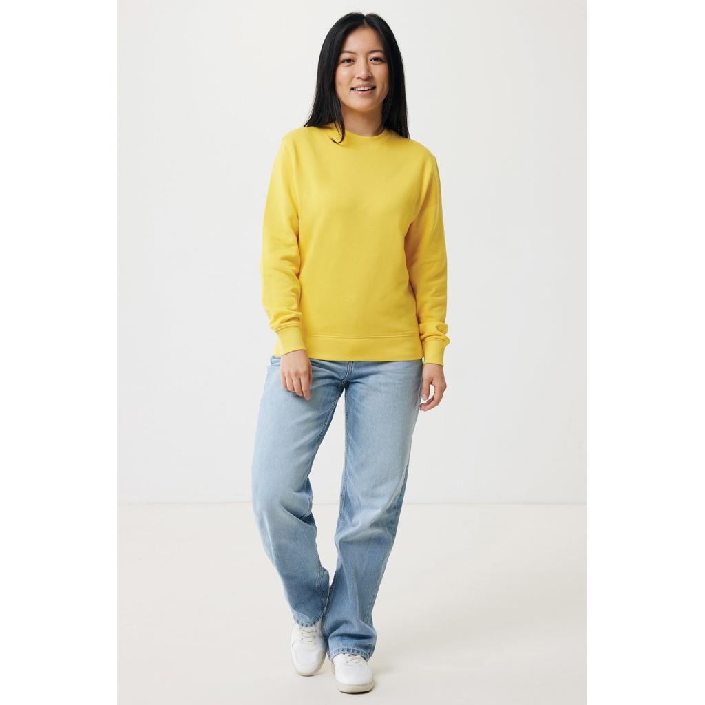 Pulover ușor cu guler rotund  din bumbac reciclat Iqoniq Etosha yellow XL