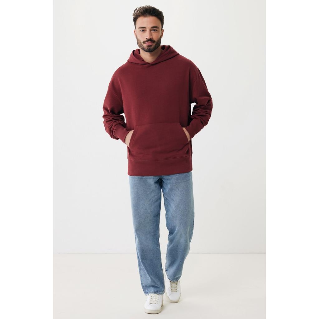 Hanorac relaxat din bumbac reciclat Iqoniq Yoho burgundy 3XL