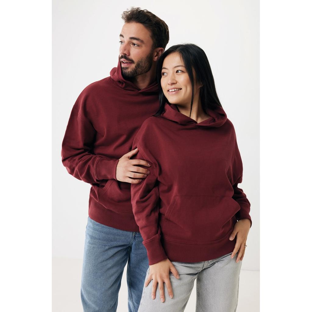 Hanorac relaxat din bumbac reciclat Iqoniq Yoho burgundy 3XL