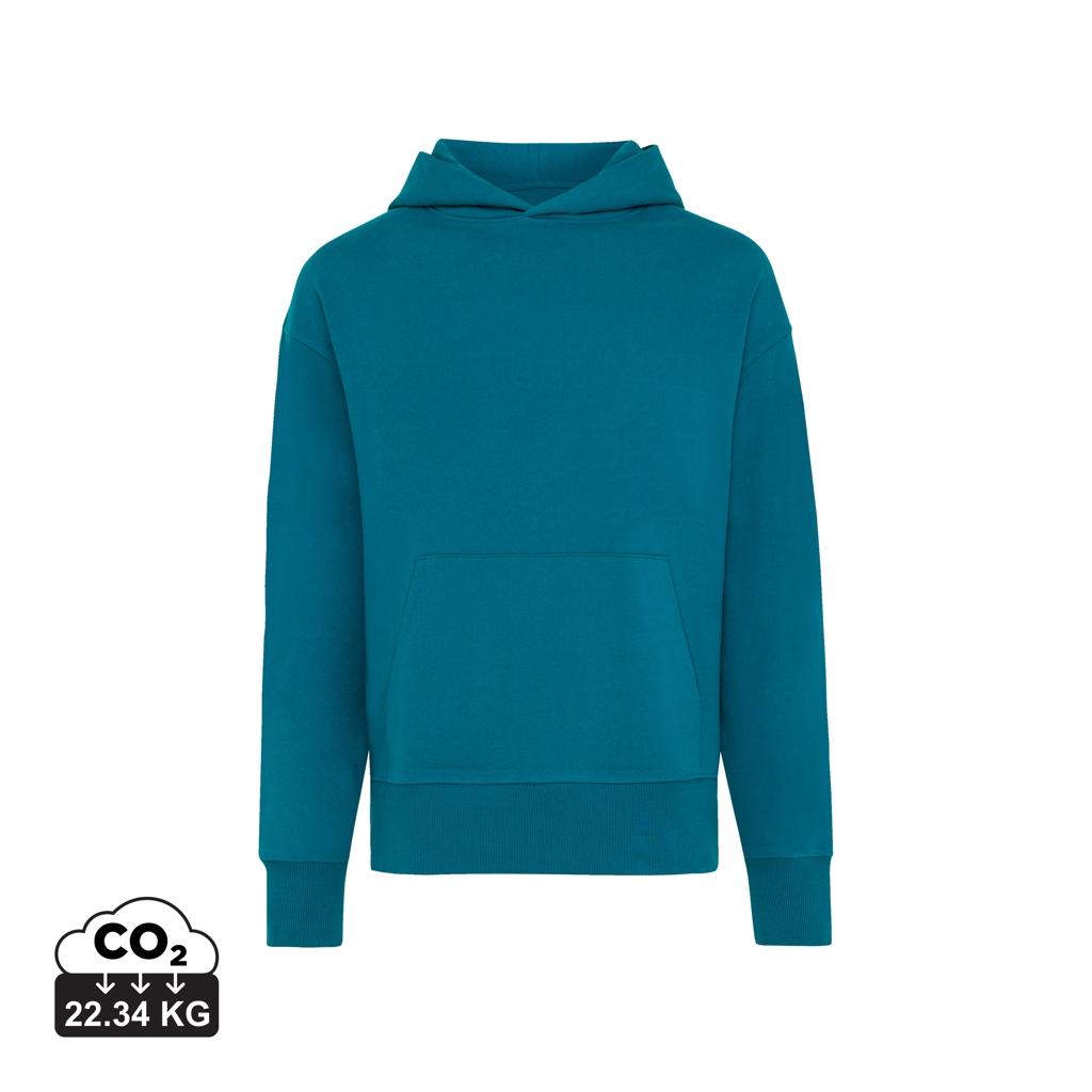 Hanorac relaxat din bumbac reciclat Iqoniq Yoho dark teal M