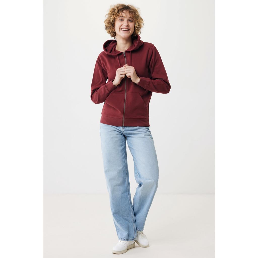 Hanorac cu fermoar din bumbac reciclat Iqoniq Abisko burgundy XXL