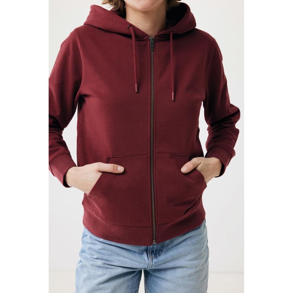 Hanorac cu fermoar din bumbac reciclat Iqoniq Abisko burgundy XXL