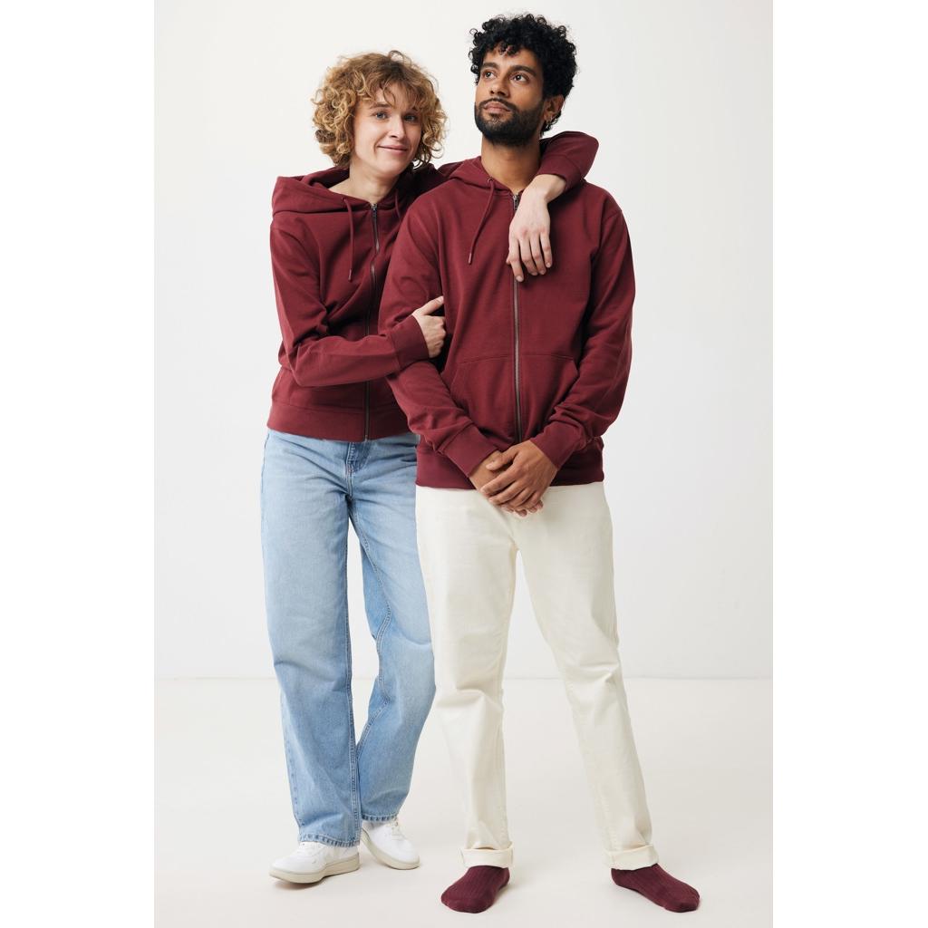 Hanorac cu fermoar din bumbac reciclat Iqoniq Abisko burgundy XXL