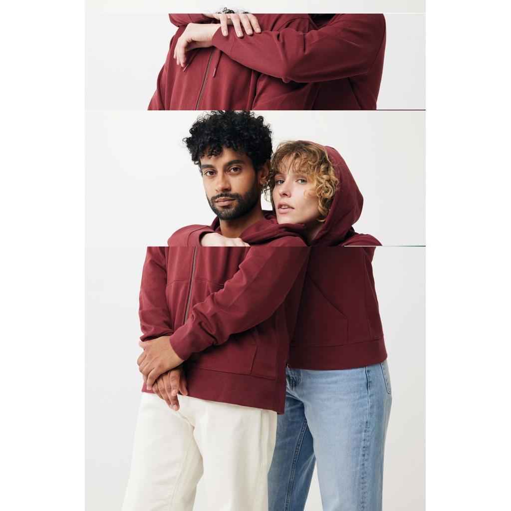 Hanorac cu fermoar din bumbac reciclat Iqoniq Abisko burgundy XXL