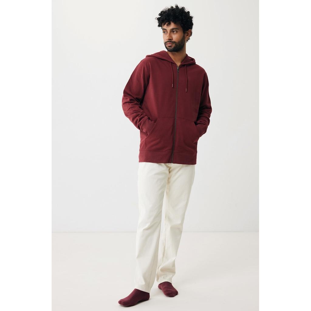 Hanorac cu fermoar din bumbac reciclat Iqoniq Abisko burgundy XXL