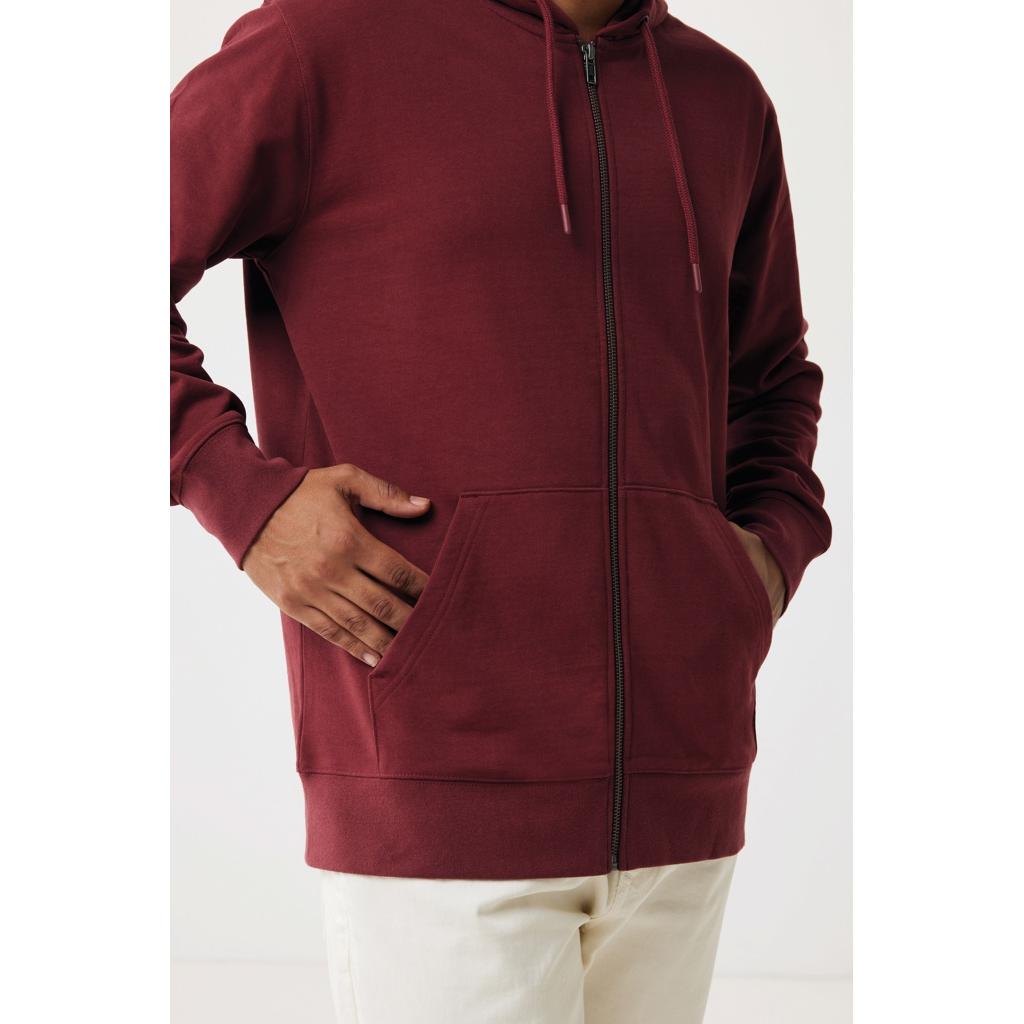 Hanorac cu fermoar din bumbac reciclat Iqoniq Abisko burgundy XXL