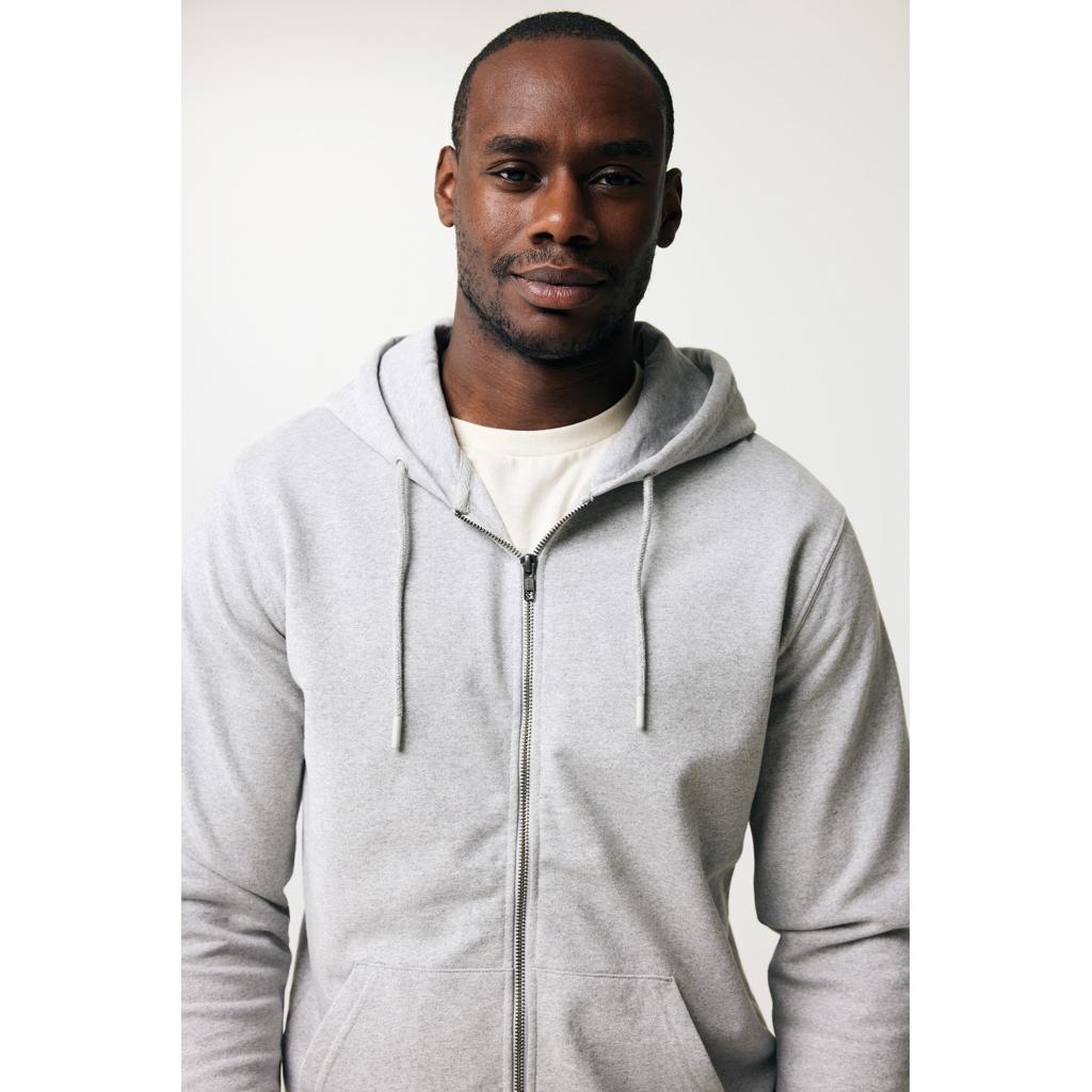 Hanorac cu fermoar din bumbac reciclat Iqoniq Abisko heather grey S