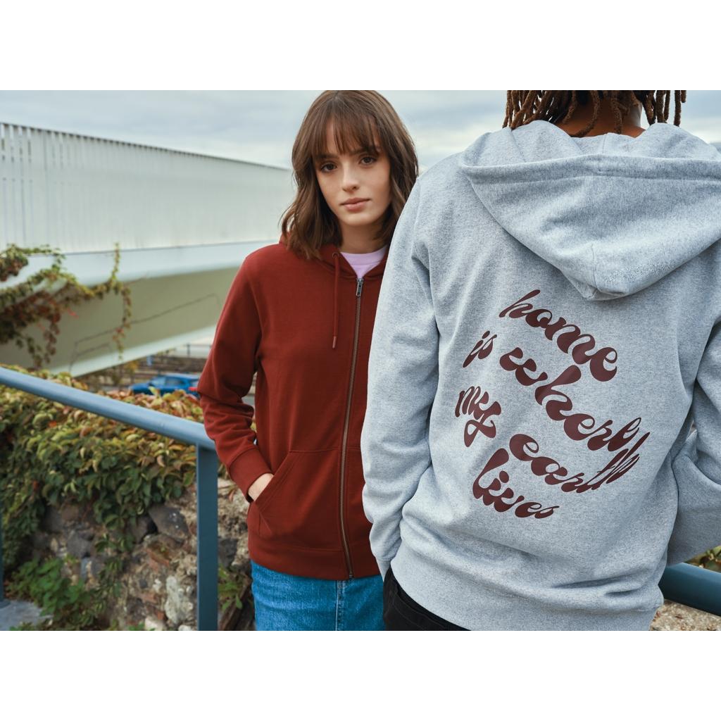 Hanorac cu fermoar din bumbac reciclat Iqoniq Abisko heather grey S