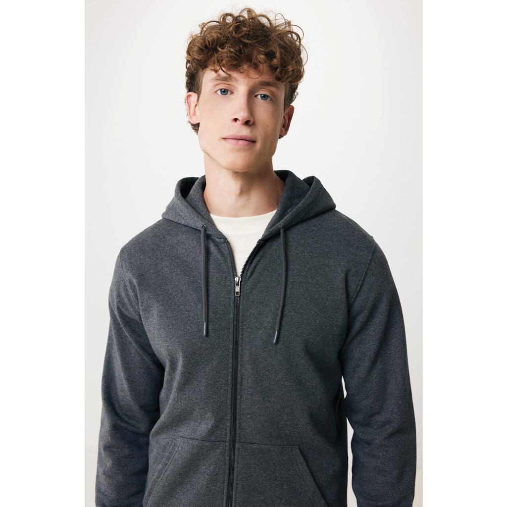 Hanorac cu fermoar din bumbac reciclat Iqoniq Abisko heather anthracite L