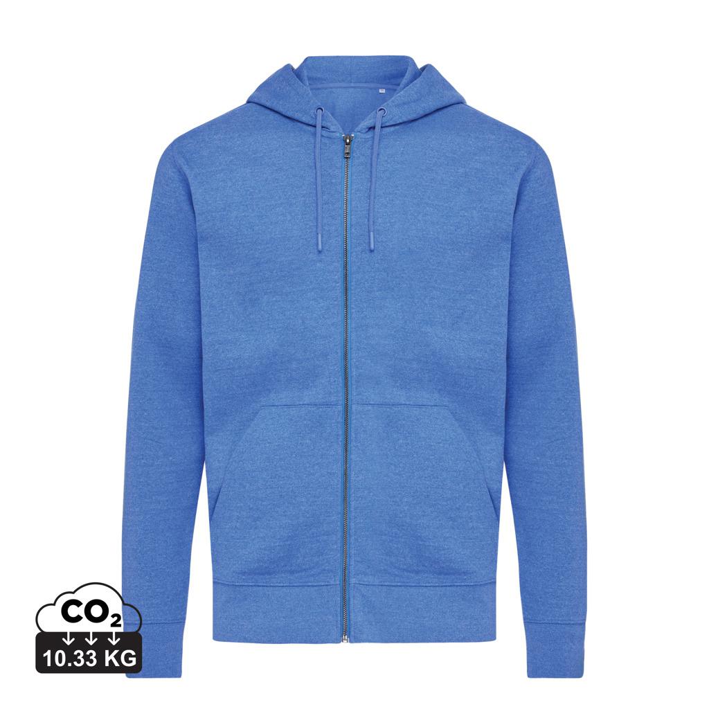 Hanorac cu fermoar din bumbac reciclat Iqoniq Abisko heather blue XL