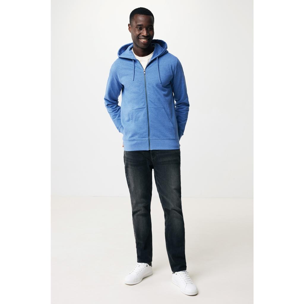Hanorac cu fermoar din bumbac reciclat Iqoniq Abisko heather blue M