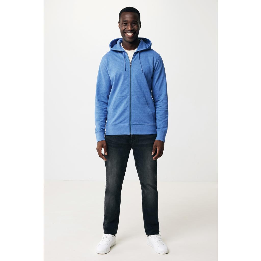 Hanorac cu fermoar din bumbac reciclat Iqoniq Abisko heather blue M
