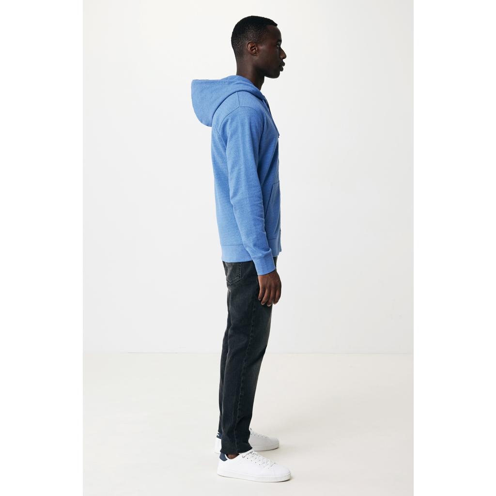 Hanorac cu fermoar din bumbac reciclat Iqoniq Abisko heather blue M